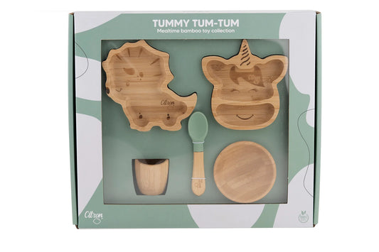 Citron Tummy Tum-Tum Organic Bamboo Toy Collection - Plates, Bowl, Cup & Spoon
