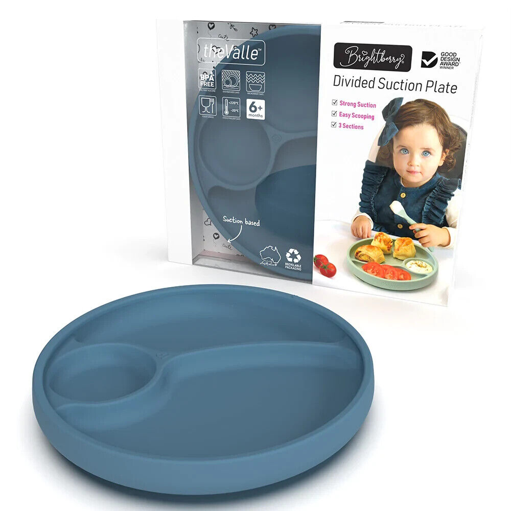 Brightberry Divided Silicone Suction Plate For Toddler and Baby CORAL PINK