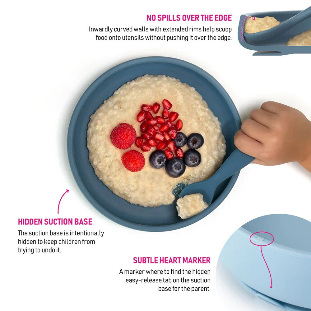 Brightberry Easy Scooping Silicone Suction Plate For Baby and Toddler PACIFIC BLUE