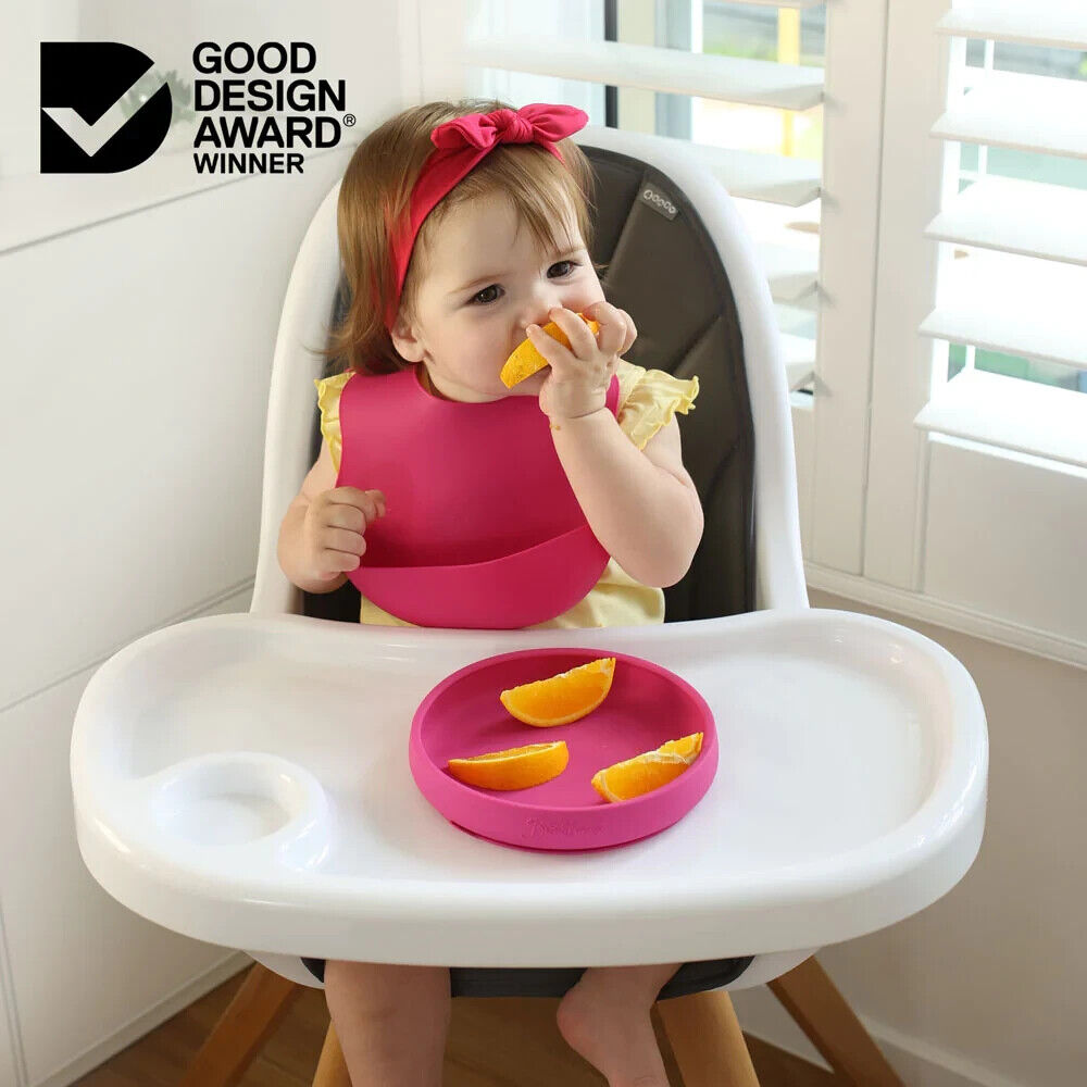 Brightberry Easy Scooping Silicone Suction Plate For Baby and Toddler SAND WHITE