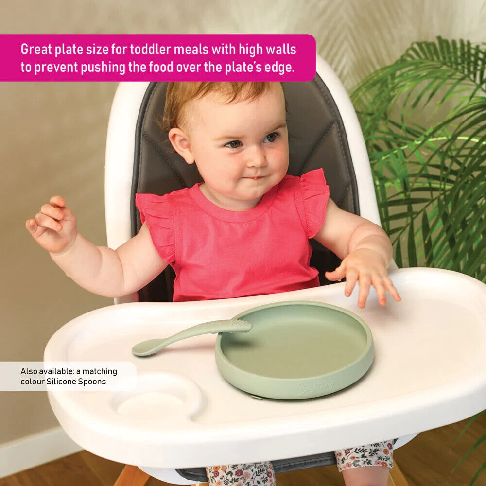 Brightberry Easy Scooping Silicone Suction Plate For Baby and Toddler SAND WHITE