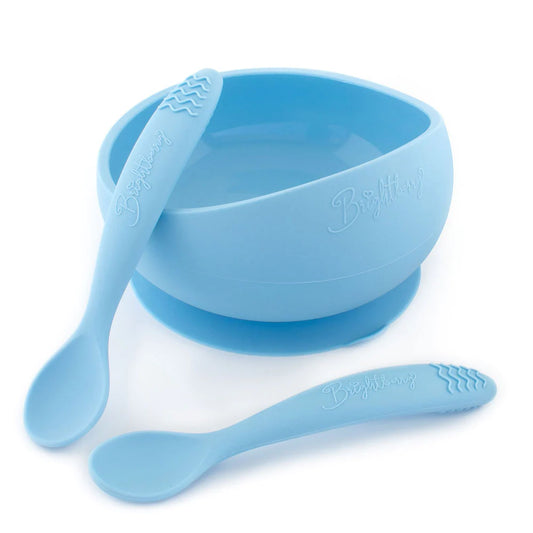 Brightberry Silicone Easy Scoop Suction Bowl Set with Two Spoons PACIFIC BLUE